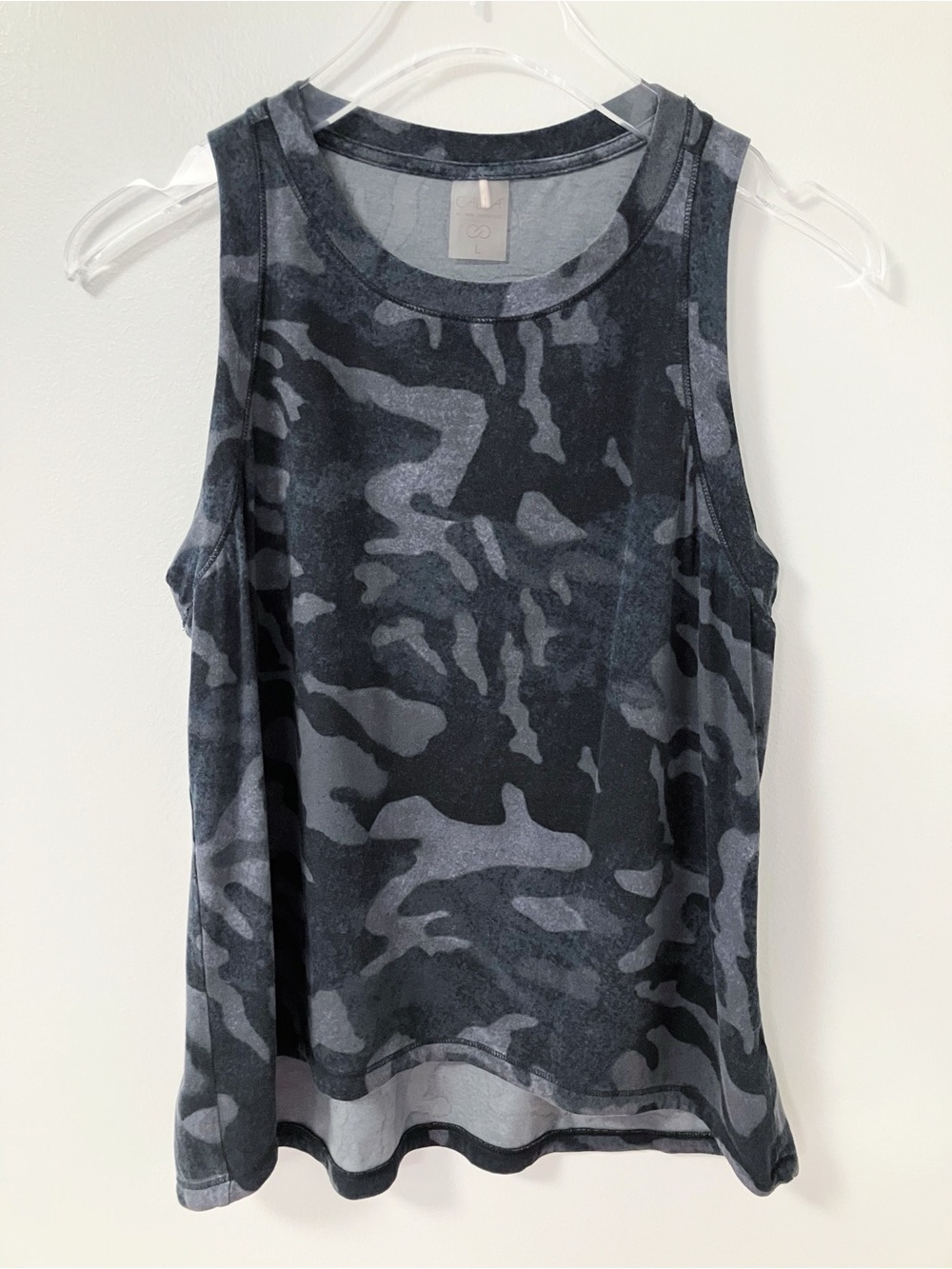 Calia | Black Gray Camo Tank Top L Athletic Army Grunge Gym Running Workout